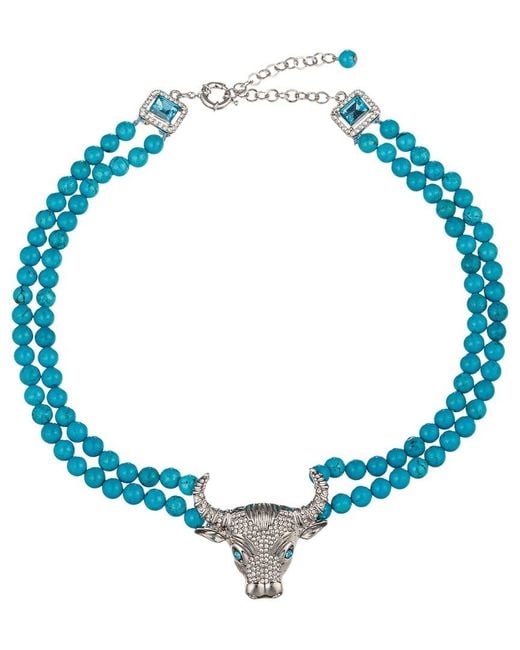 Eye Candy LA Blue Tara Beaded Statement Necklace