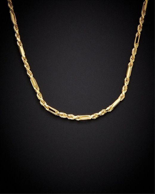 Italian Gold Black 14K Italian Rope Necklace