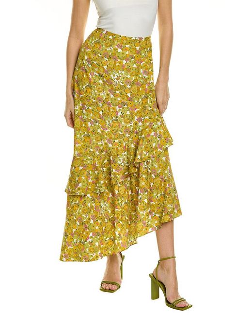 Ted Baker Yellow Asymmetrical Midi Skirt