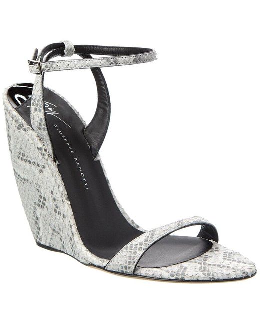 Giuseppe Zanotti Metallic Clandestino 105 Snakeskin Wedge Sandal