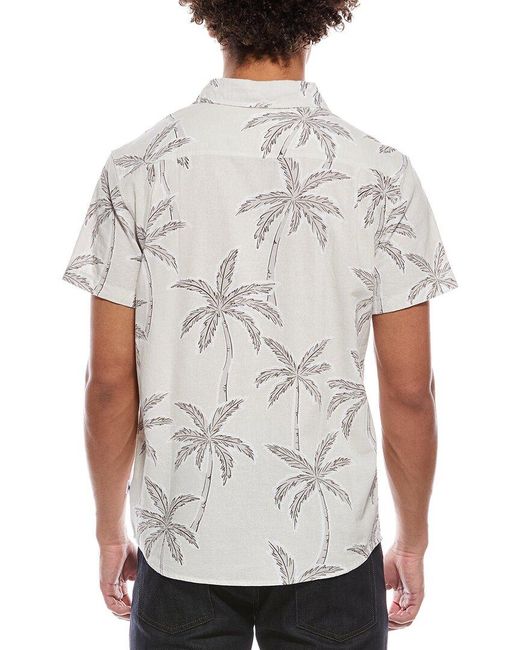 Vintage Summer White Printed Gauze Button-Down Shirt for men