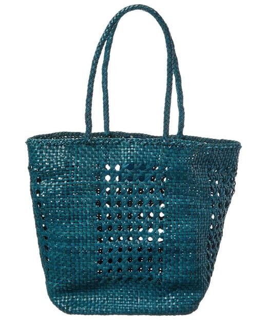 Dragon Diffusion Blue Grace Cannage Woven Leather Tote