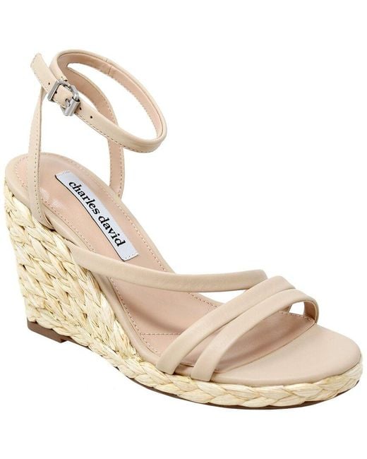 Charles David Natural Rylee Leather Wedge Sandal