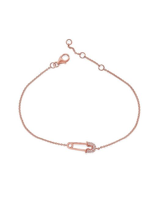 Sabrina Designs Metallic 14k Rose Gold 0.07 Ct. Tw. Diamond Safety Pin Bracelet