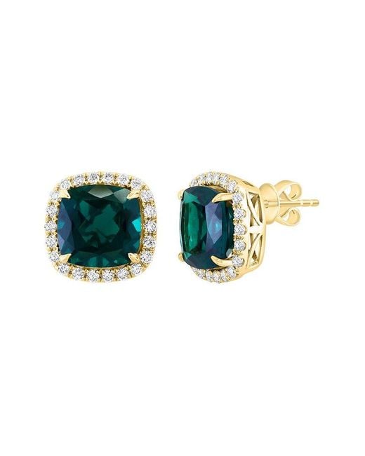 Effy Fine Jewelry Blue 14K 6.35 Ct. Tw. Lab-Grown Diamond & Lab-Grown Emerald Earrings