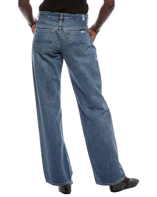 7 For All Mankind Blue Low-rise Macon Straight Jean