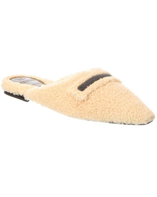 Brunello Cucinelli Natural Shearling Mule