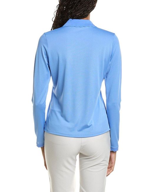 Stella Parker Blue Scallop Pique Polo Shirt