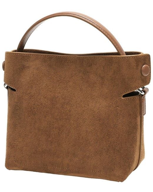 Tiffany & Fred Paris Brown Suede Mini Top Handle Crossbody