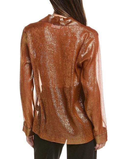 Forte_forte Brown Silk-Blend Blouse