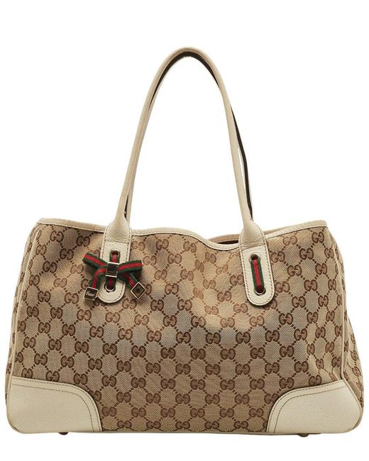 Gucci Brown Canvas & Leather Princy Tote (Authentic Pre-Owned)