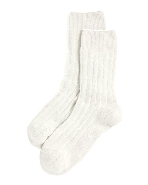 Stems White Lux Cashmere & Wool-blend Crew Sock Gift Box