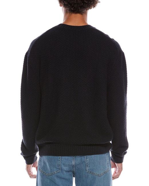 FRAME Black Textured Wool & Cashmere-blend Crewneck Sweater for men