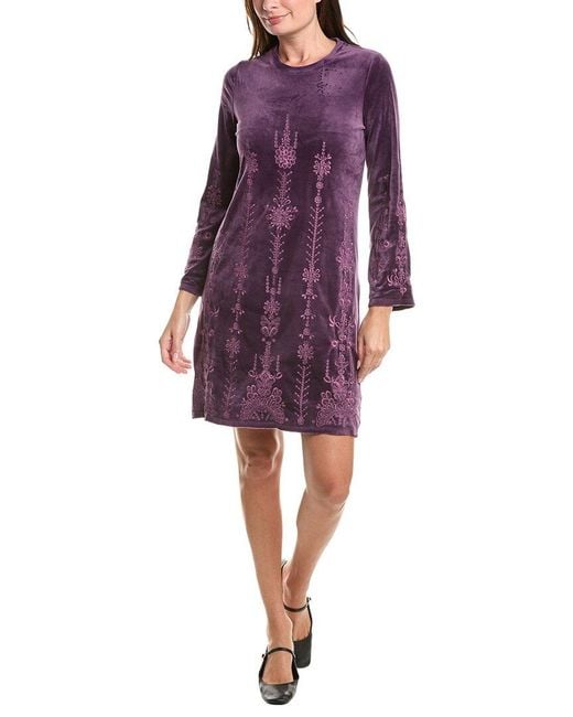 Johnny Was Purple Bounce Velour Kimono Sleeve Mini Dress