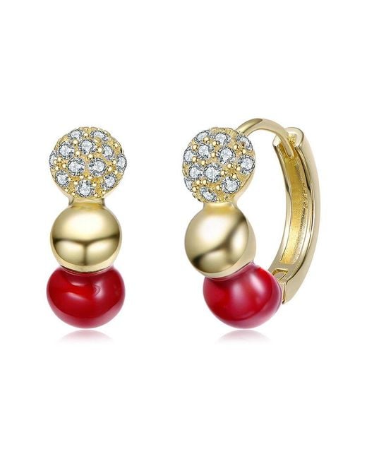 Rachel Glauber Multicolor 14K Plated Cz Hoop Earrings