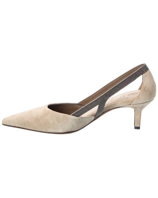 Brunello Cucinelli Natural Suede Pump