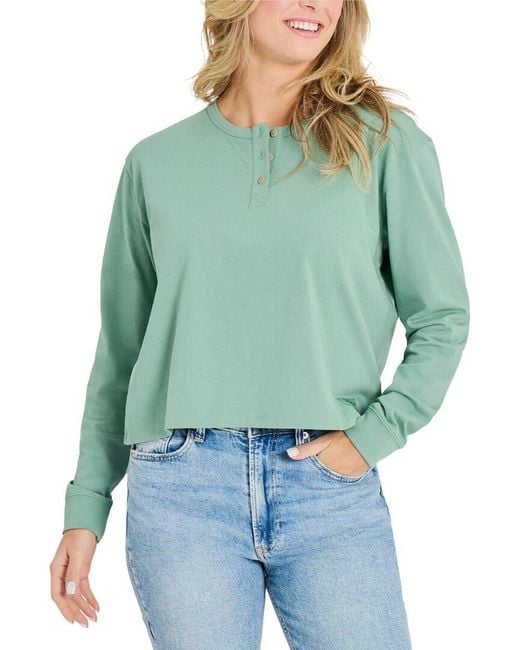 Life Is Good. Green Long Sleeve Boxy Crusher T-Shirt