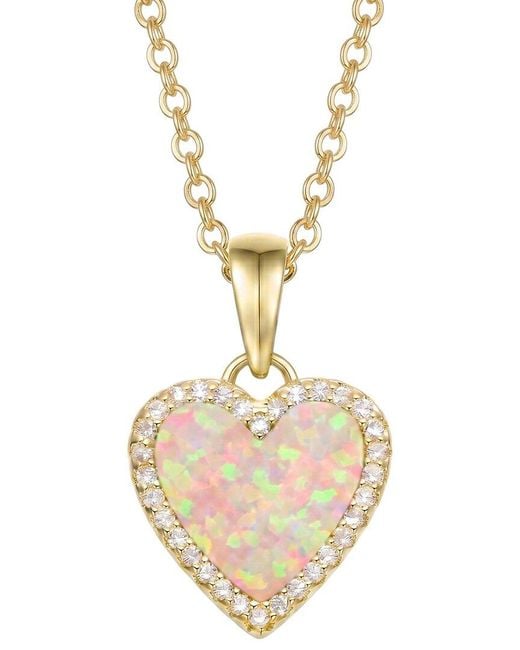 Genevive Jewelry Metallic Rachel Glauber 14K Plated Cz Pendant Necklace
