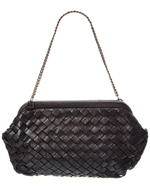 Isabella Rossetti Black Quincy Hand Woven Leather Clutch