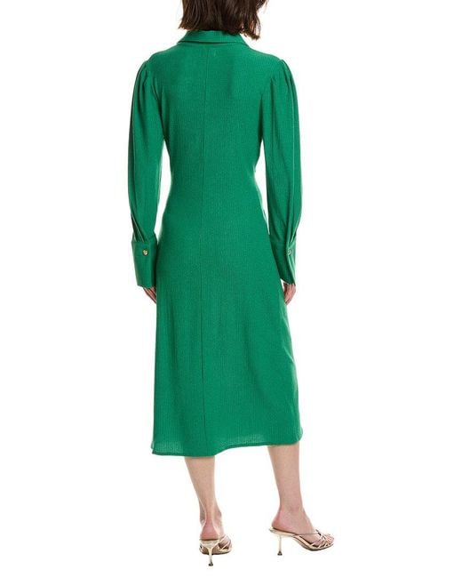 Pascale La Mode Green Button Front Puff Sleeve Dress