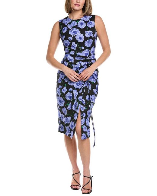 Carolina Herrera Blue Floral Midi Dress