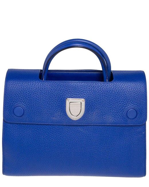 Dior Blue Pebbled Leather Ever Tote (Authentic Pre-Owned)