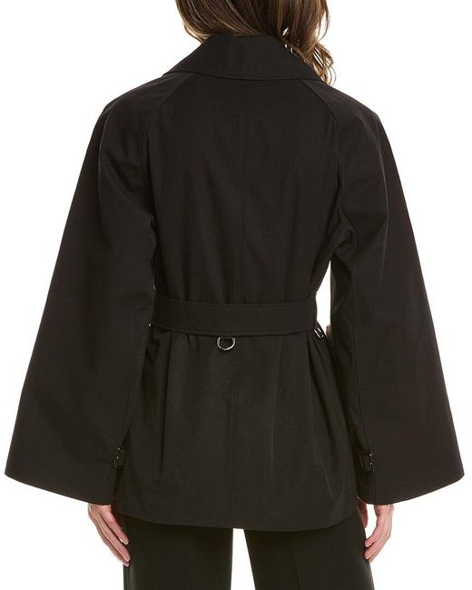 Burberry Cape Sleeve Cropped Trench Jacket in Black | Lyst