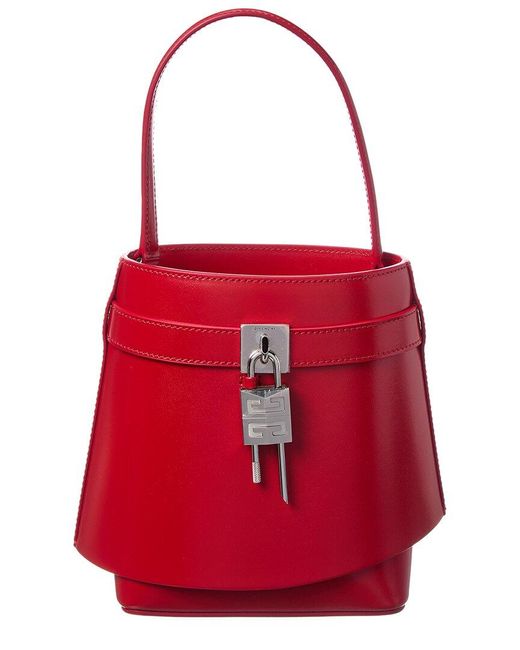 Givenchy Red Shark Lock Leather Bucket Bag
