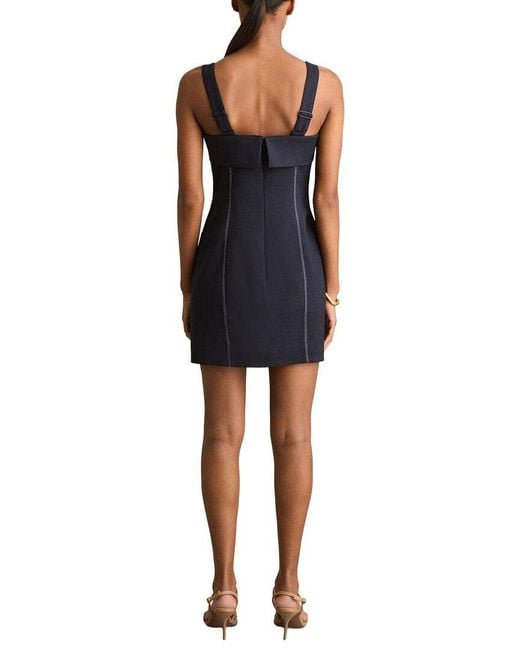Reiss Black Effie Short Contrast Stitch Dress