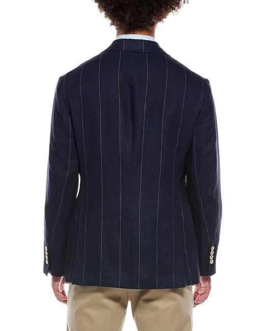 Brunello Cucinelli Blue Linen Blazer for men