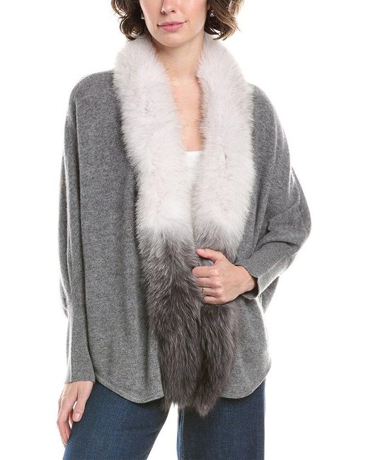 InCashmere Gray Open Front Cashmere Poncho