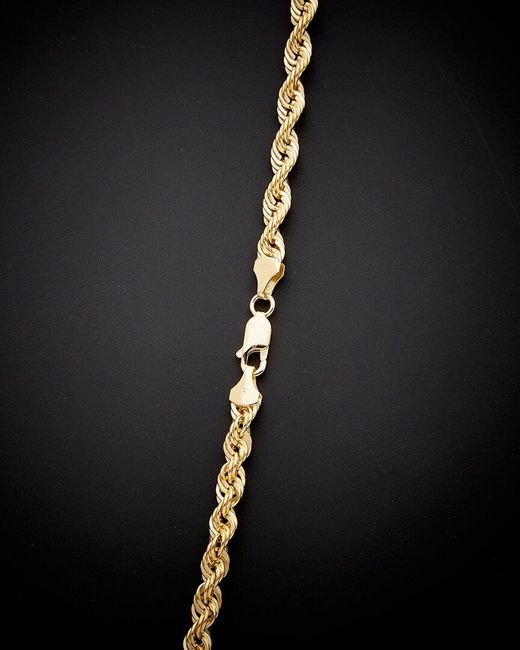 Italian Gold Black 14k Hollow Rope Chain Necklace
