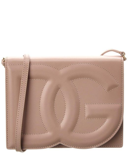 Dolce & Gabbana Brown Logo Leather Shoulder Bag