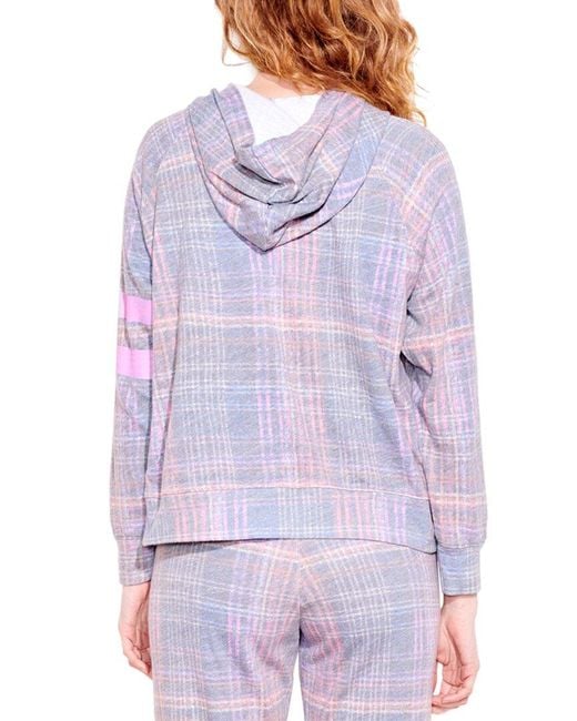 Sundry Purple Plaid Hoodie