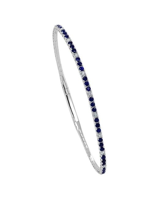 Sabrina Designs White 14k 0.22 Ct. Tw. Diamond & Ruby & Sapphire Flexible Bangle Bracelet