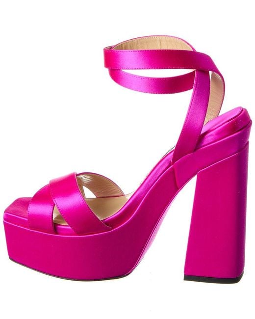 Jimmy Choo Pink Gaia 140 Satin Platform Sandal