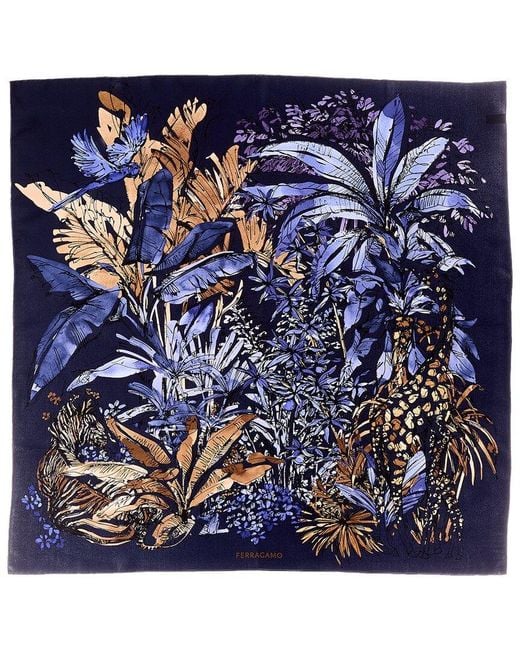 Ferragamo Blue Silk Scarf