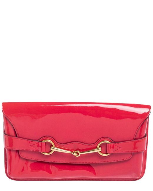 Gucci Red Patent Leather Bit Clutch (Authentic Pre-Owned)