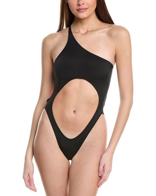Norma Kamali Black One-Shoulder One-Piece