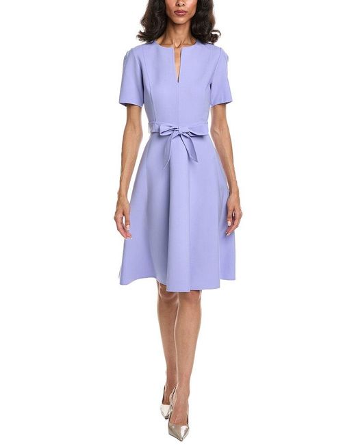 Oscar de la Renta Blue Wool-Blend Midi Dress