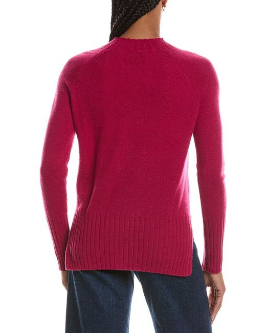 Forte Red Basic Trim Low Funnel 100% Cashmere Pullover