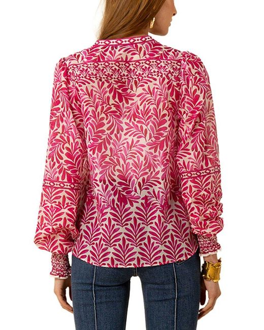 Hale Bob Red Silk-Blend Cheyenne Blouse