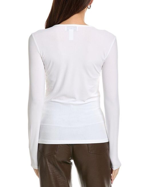 Joseph Ribkoff White Mesh Neckline Top