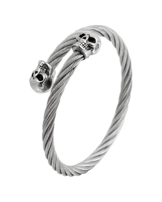 Eye Candy LA Metallic Luxe Collection Titanium Double Skull Cuff Bracelet