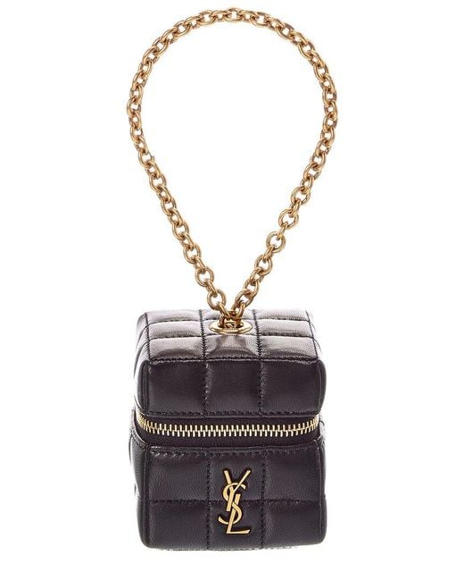 Saint Laurent Black Cassandre Mini Leather Coin Purse