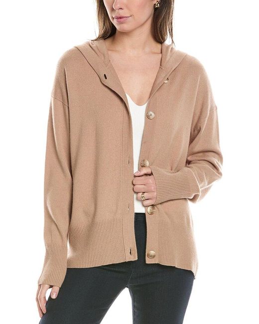 Reiss Natural Evie Wool-Blend Hooded Cardigan