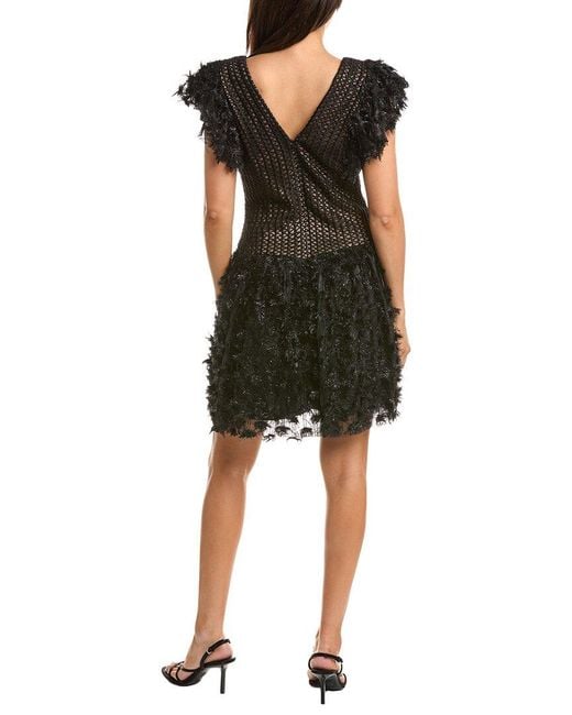 Tadashi Shoji Black Minx Flower Embellished Mini Dress