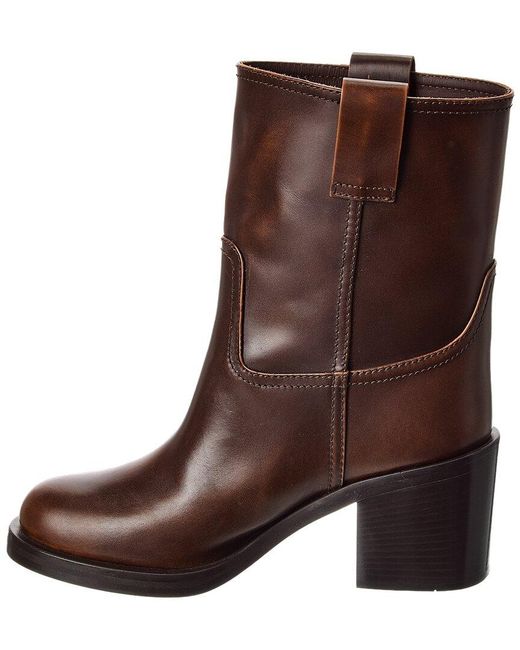 Miu Miu Brown Block Leather Bootie