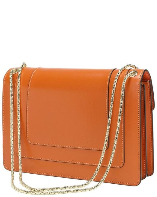 Tiffany & Fred Paris Orange Smooth Leather Foldover Crossbody