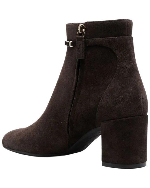 Ferragamo Brown 75Mm Ghila Leather Bootie